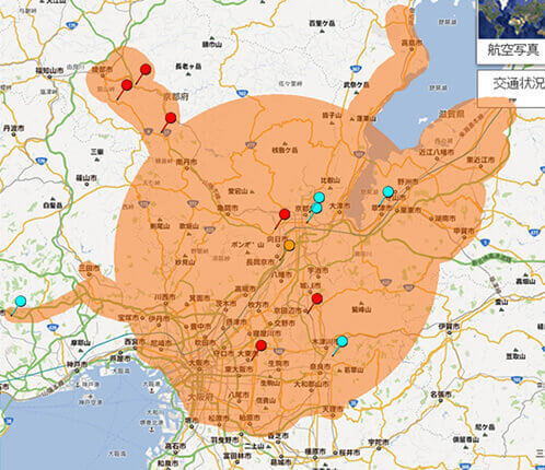 対応エリアの地図